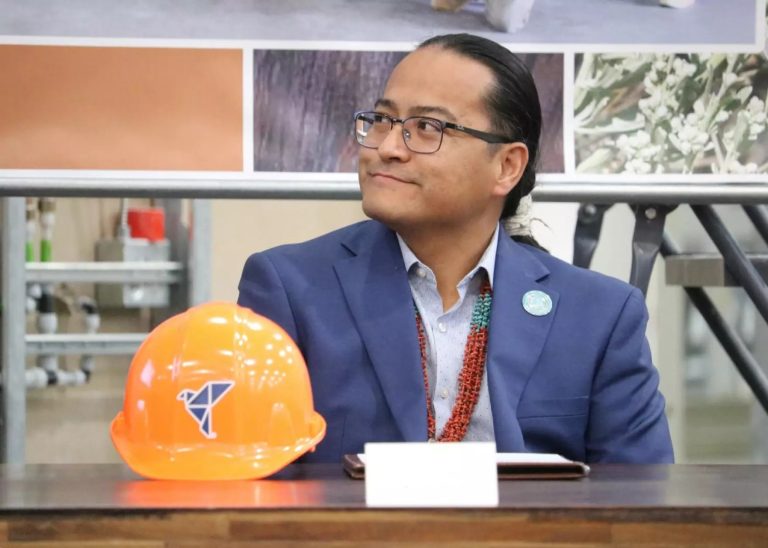 Navajo Nation President Buu Nygren visits the ZenniHome facility in Page on Friday, March 8, 2024. (Photo: Gabriel Pietrorazio / KJZZ)